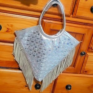 Gold Fringe Faux Leather Purse